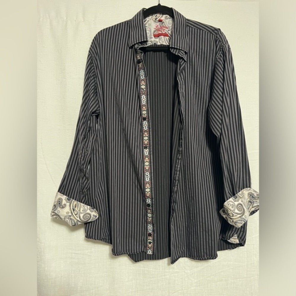 LUCKIANO VISCONTI MEN'S LONG SLEEVE BUTTON UP SHIRT, FLIP‎ CUFFS Men’s Large